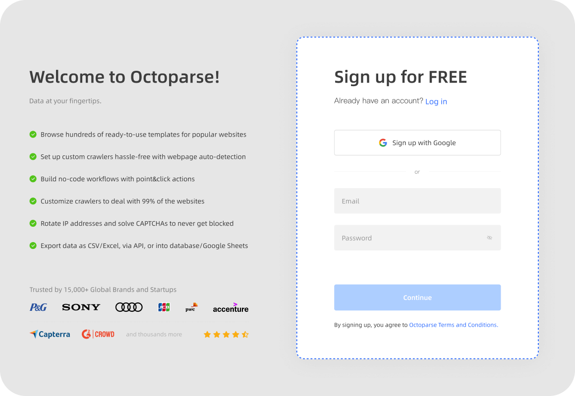 Sign Up for Octoparse