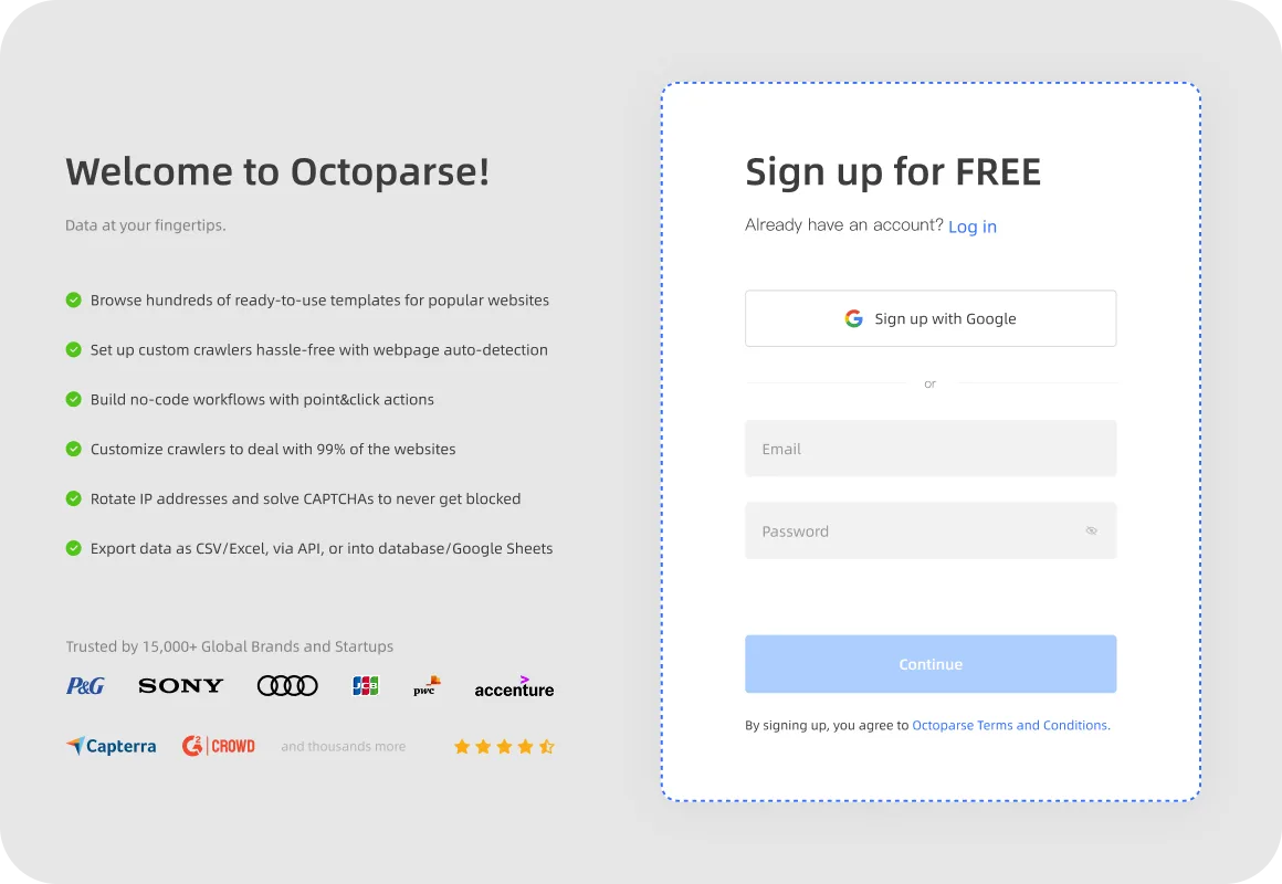Sign Up for Octoparse
